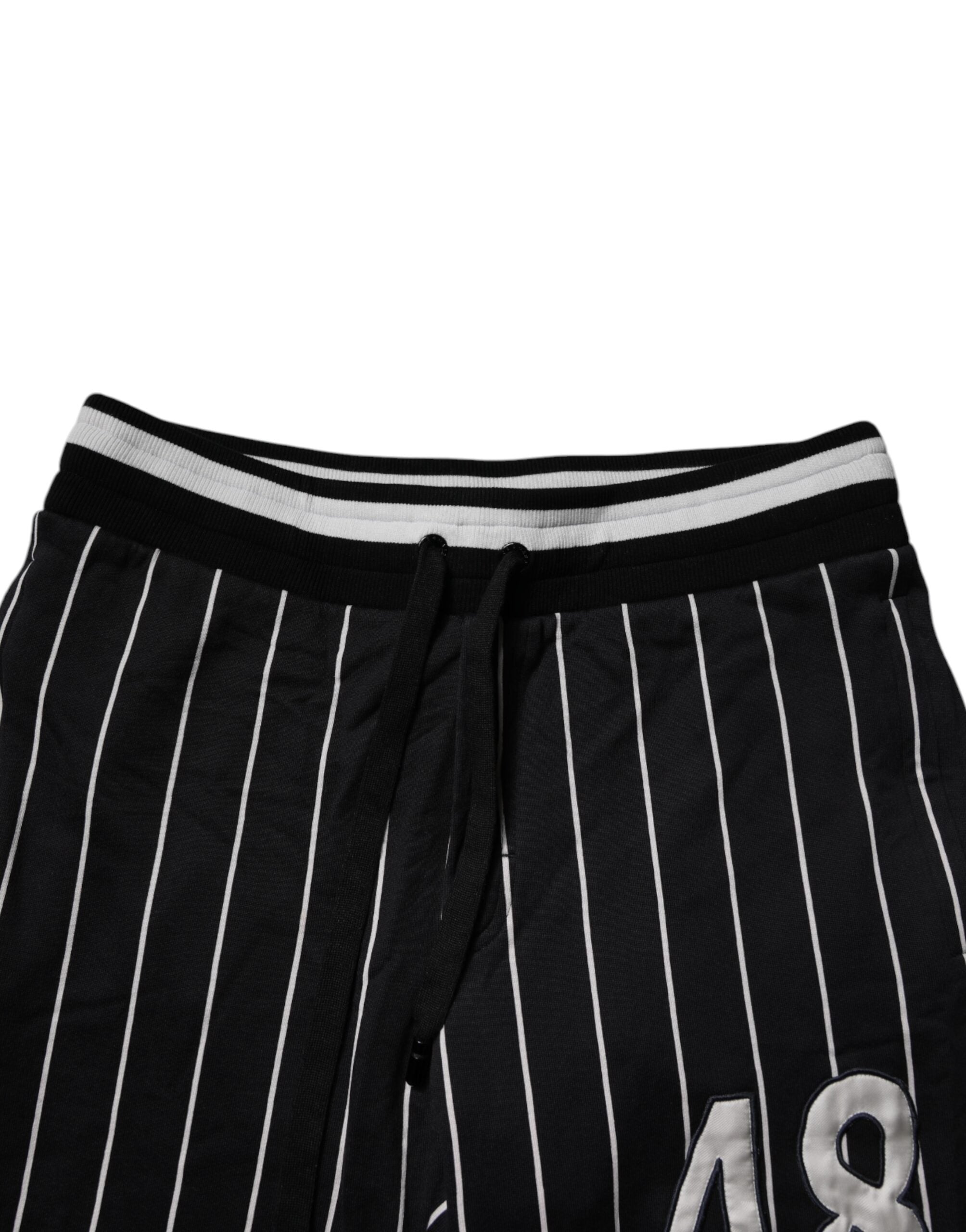 Black White Stripes Jogger Sweatpants Pants