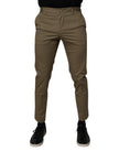 Dark Khaki Cotton Tapered Pants
