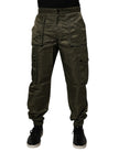 Dark Green Nylon Cargo Pants