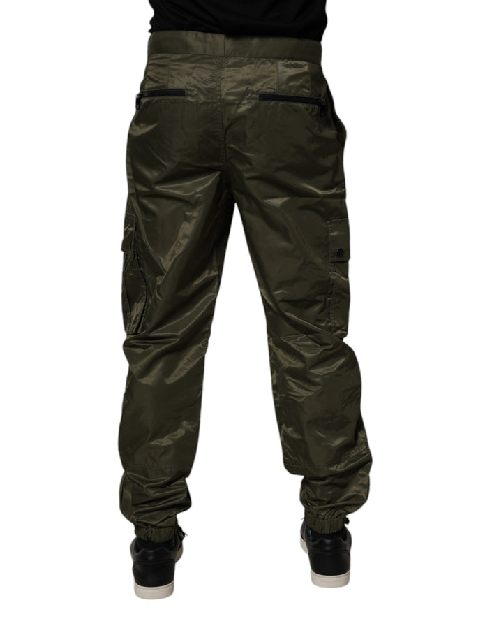 Dark Green Nylon Cargo Pants