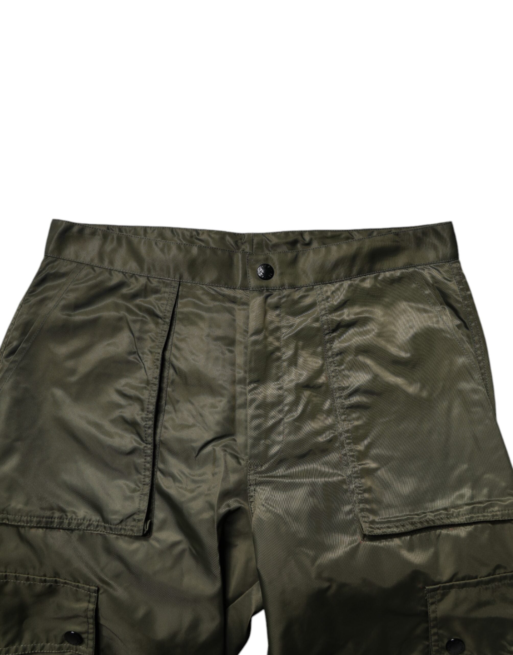 Dark Green Nylon Cargo Pants