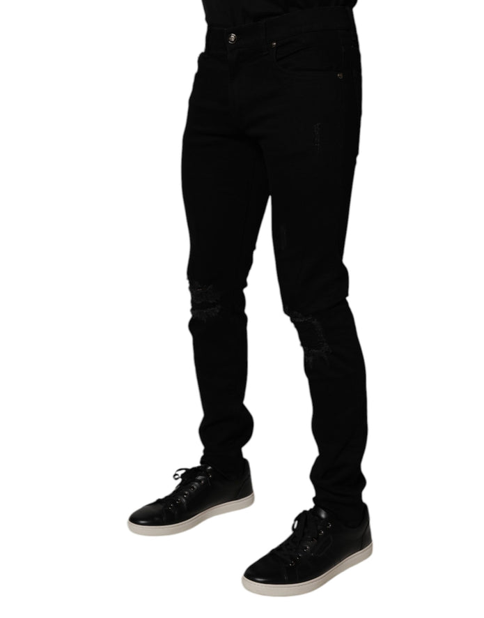 Black Cotton Stretch Skinny Men Denim Jeans