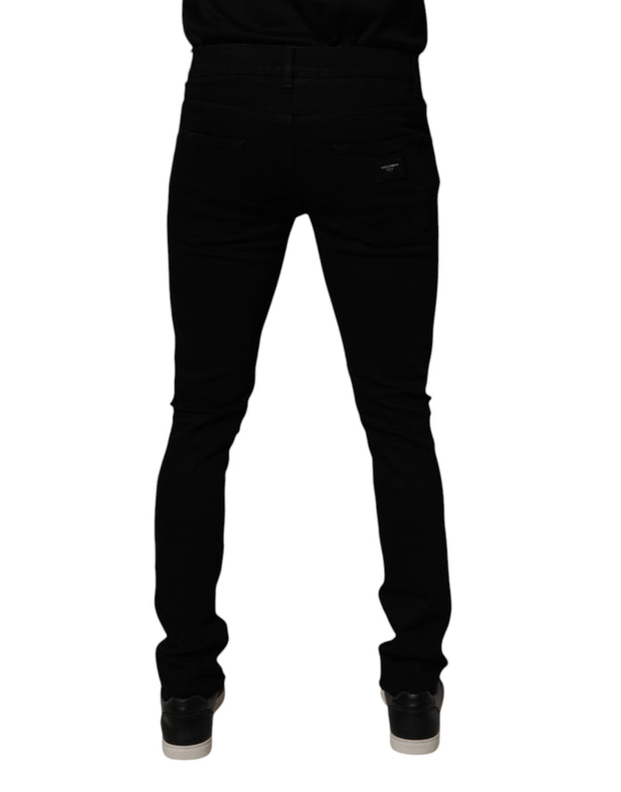 Black Cotton Stretch Skinny Men Denim Jeans