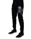 Black Floral Cotton Skinny Men Denim Jeans
