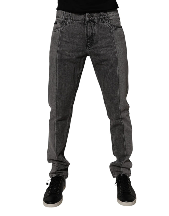 Two Tone Gray Cotton Denim Jeans