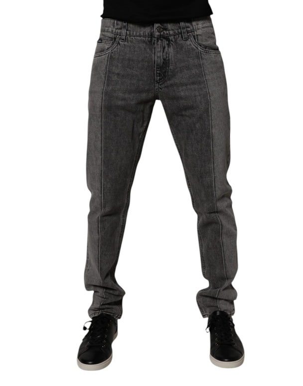 Two Tone Gray Cotton Denim Jeans