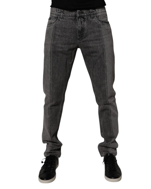 Two Tone Gray Cotton Denim Jeans