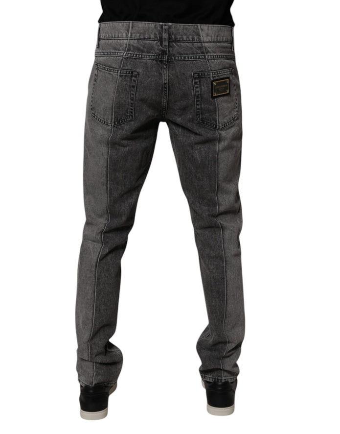 Two Tone Gray Cotton Denim Jeans