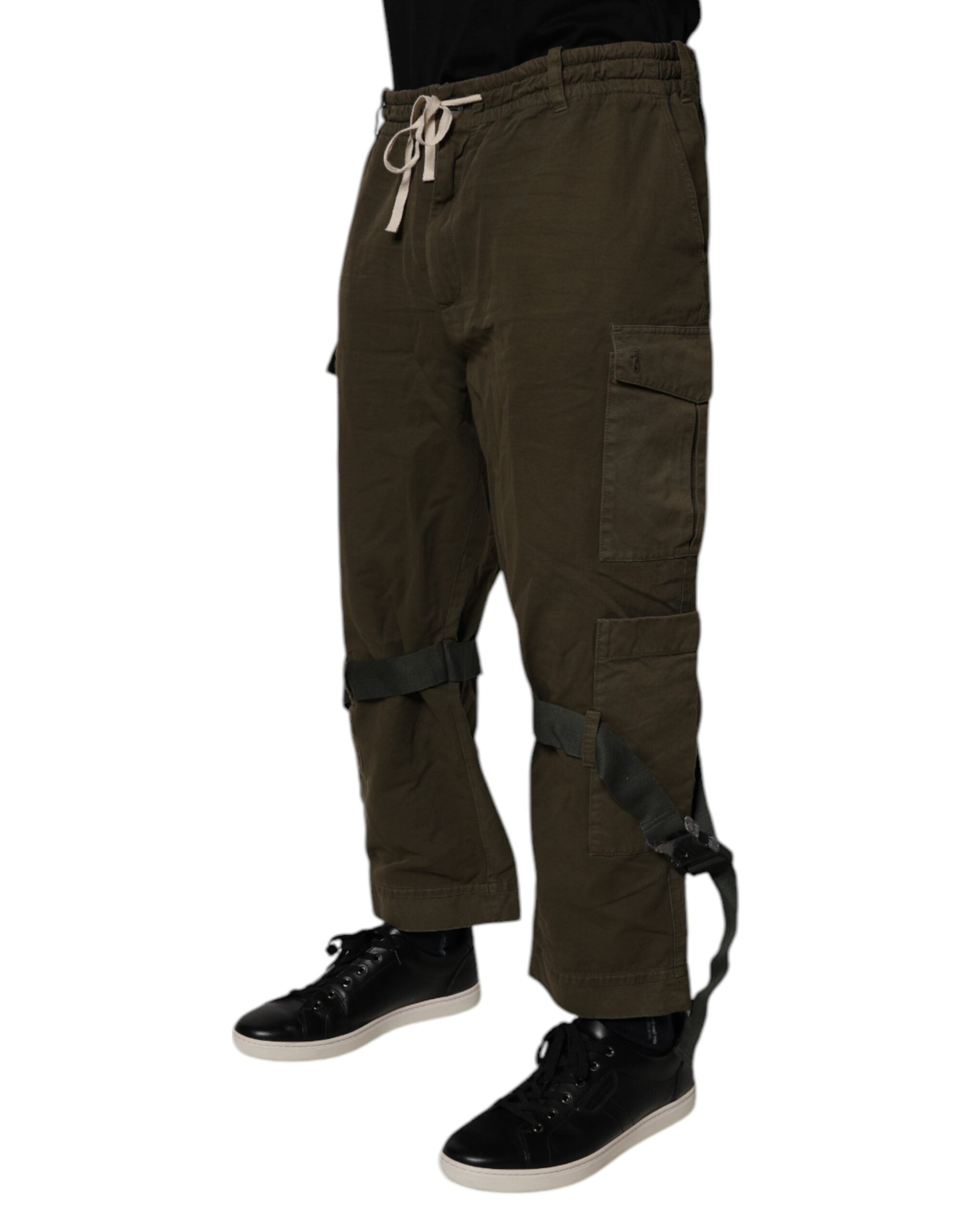 Brown Cotton Stretch Cargo Pants