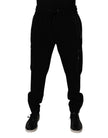 Black Wool Stretch Jogger Pants