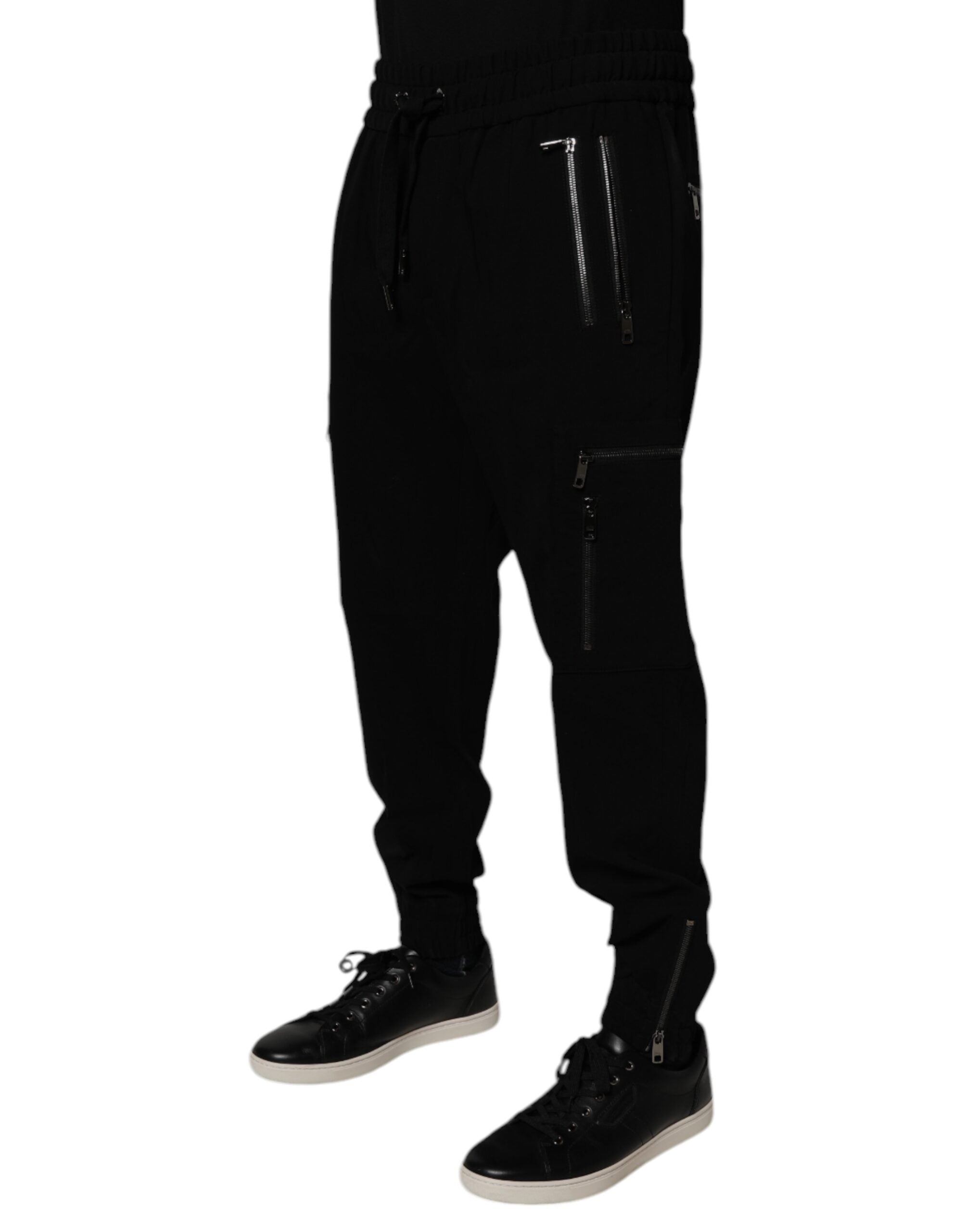 Black Wool Stretch Jogger Pants