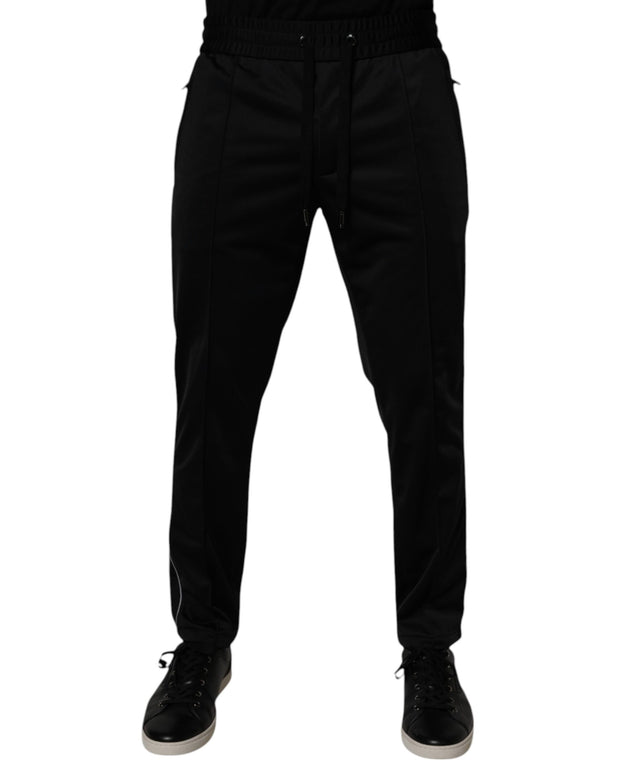 Black Polyester Men Jogger Sweatpants Pants