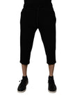Black Cotton Blend Cropped Sweatpants Pants