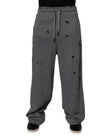 Gray Cotton RipStyle Straight Sweatpants Pants