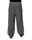 Gray Cotton RipStyle Straight Sweatpants Pants