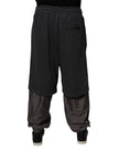 Dark Gray Cotton Layered Straight Sweatpants Pants