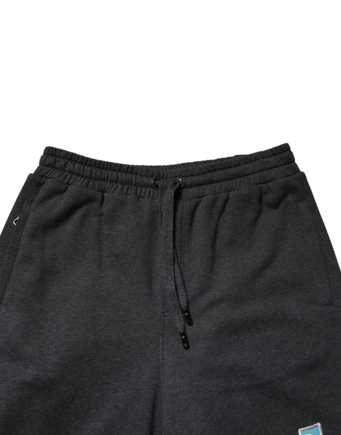 Dark Gray Cotton Layered Straight Sweatpants Pants