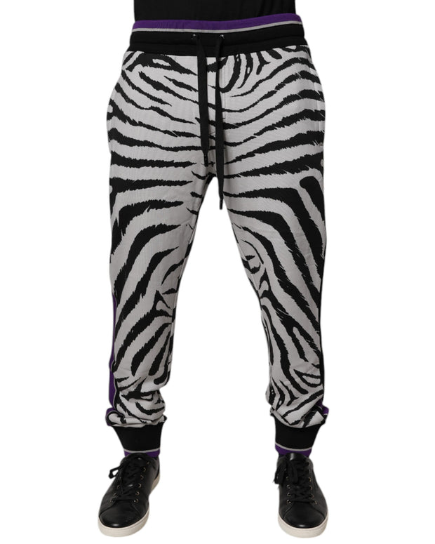 Black White Zebra Men Jogger Sweatpants Pants