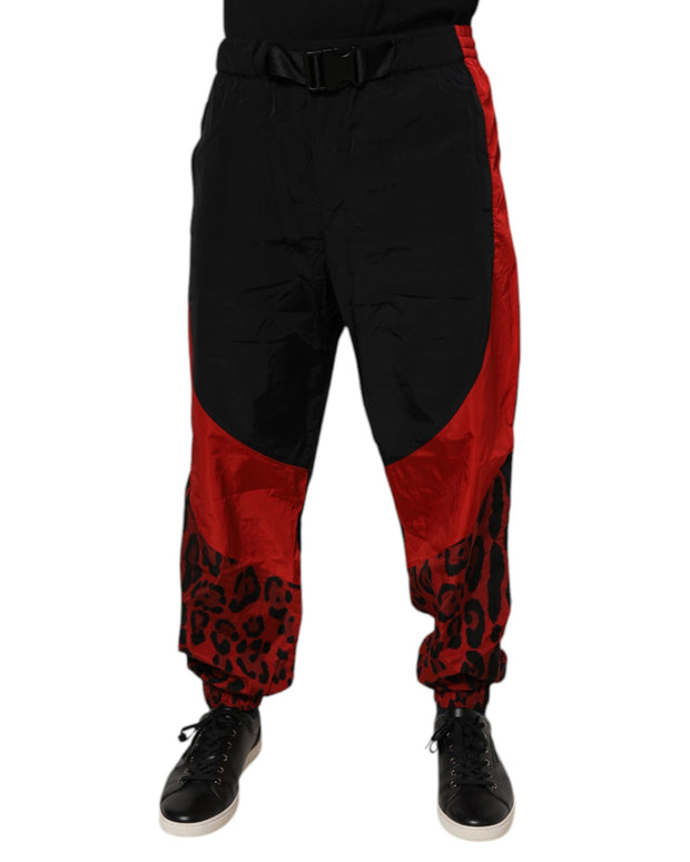 Black Red Leopard Jogger Sweatpants Pants