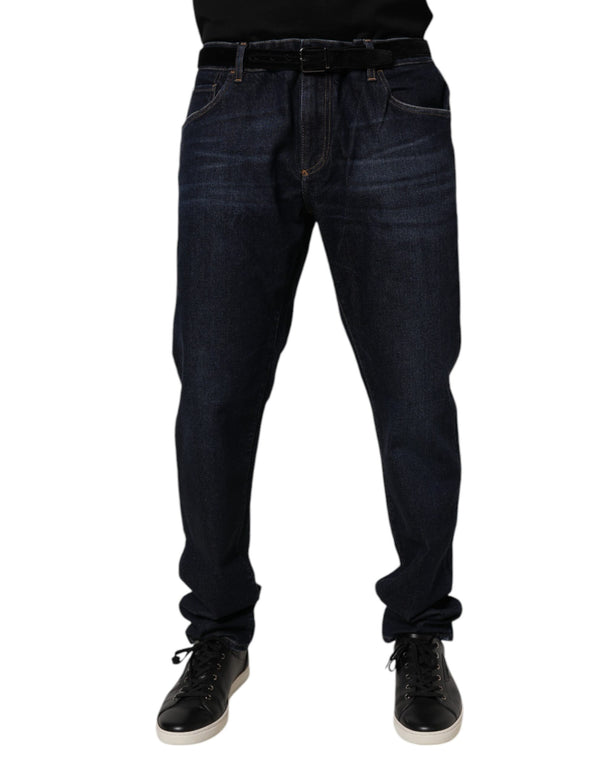 Dark Blue Cotton Stretch Skinny Denim Jeans