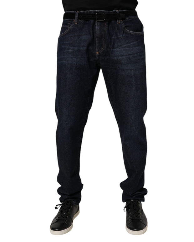 Dark Blue Cotton Stretch Skinny Denim Jeans