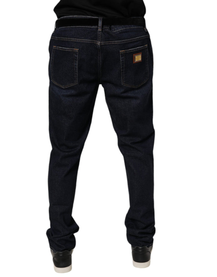 Dark Blue Cotton Stretch Skinny Denim Jeans