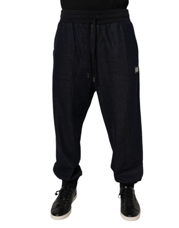 Black Jacquard Cotton Jogger Sweatpants Pants