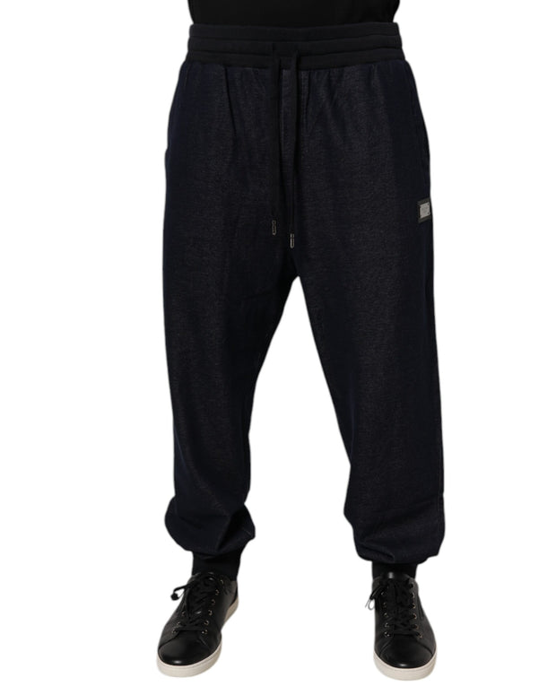 Black Jacquard Cotton Jogger Sweatpants Pants