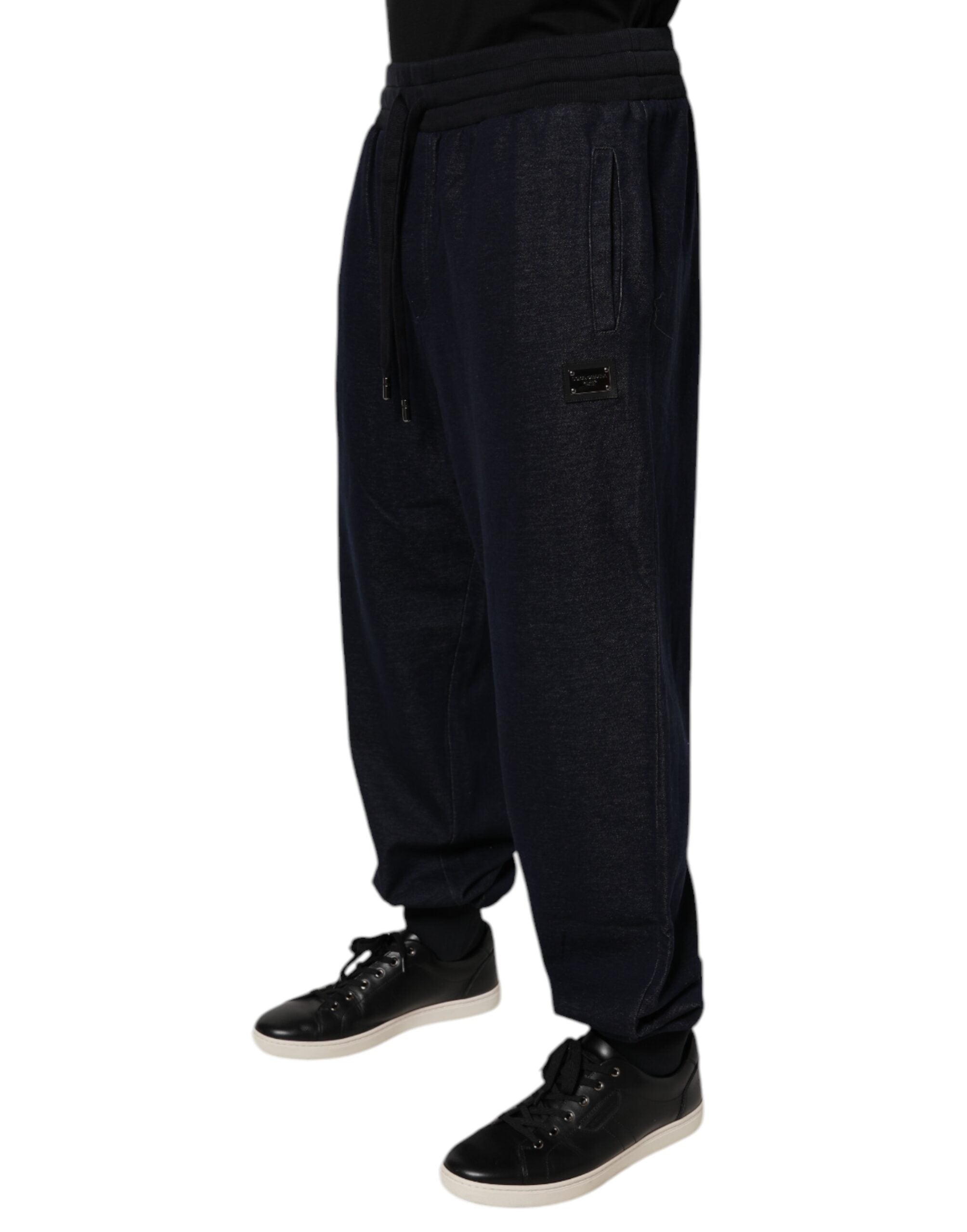 Black Jacquard Cotton Jogger Sweatpants Pants