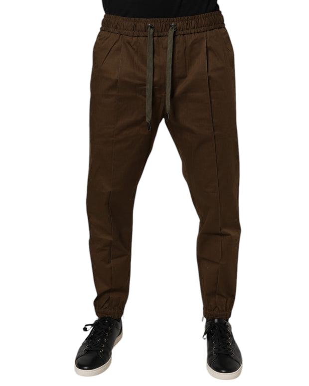 Brown Cotton Stretch Jogger Sweatpants Pants