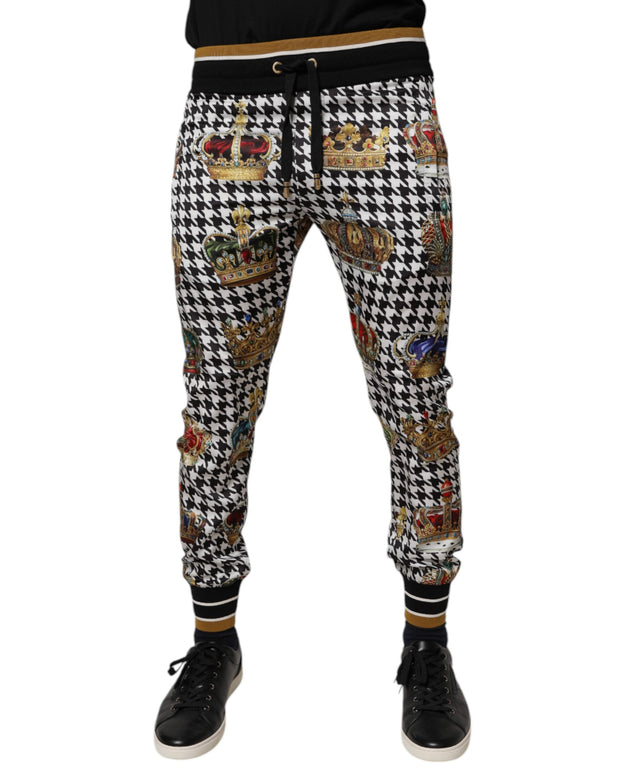 Multicolor Houndstooth Crown Men Sweatpants Pants
