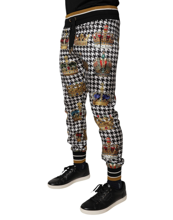 Multicolor Houndstooth Crown Men Sweatpants Pants