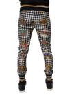 Multicolor Houndstooth Crown Men Sweatpants Pants
