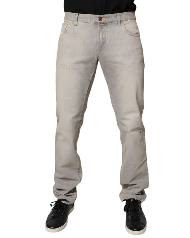 Light Gray Cotton Skinny Denim Jeans