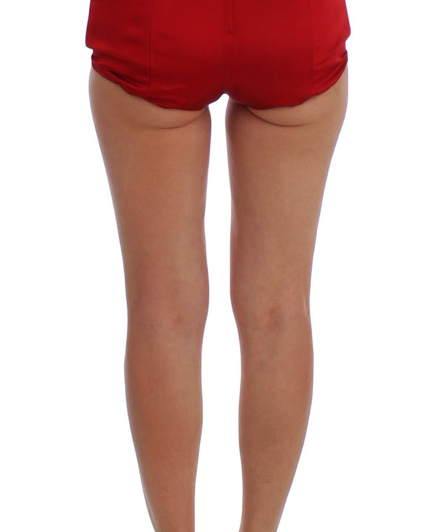 Red Silk Crystal Roses Shorts