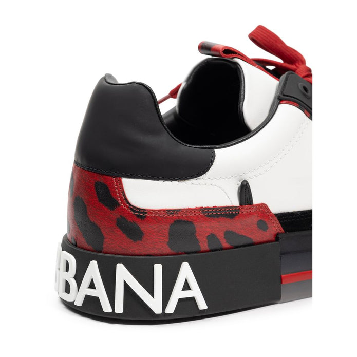 Black And White Leather Low Top Sneakers