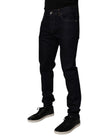 Black Cotton Stretch Men Skinny Denim Jeans