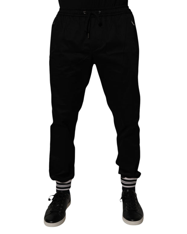 Black Cotton Stretch Jogger Sweatpants Pants