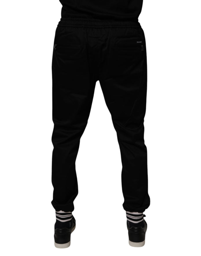 Black Cotton Stretch Jogger Sweatpants Pants