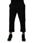 Black Polyester Men Cropped Pants
