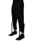 Black Polyester Men Cropped Pants
