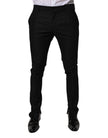 Black Virgin Wool MenSkinny Dress Formal Pants