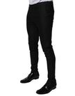 Black Virgin Wool MenSkinny Dress Formal Pants
