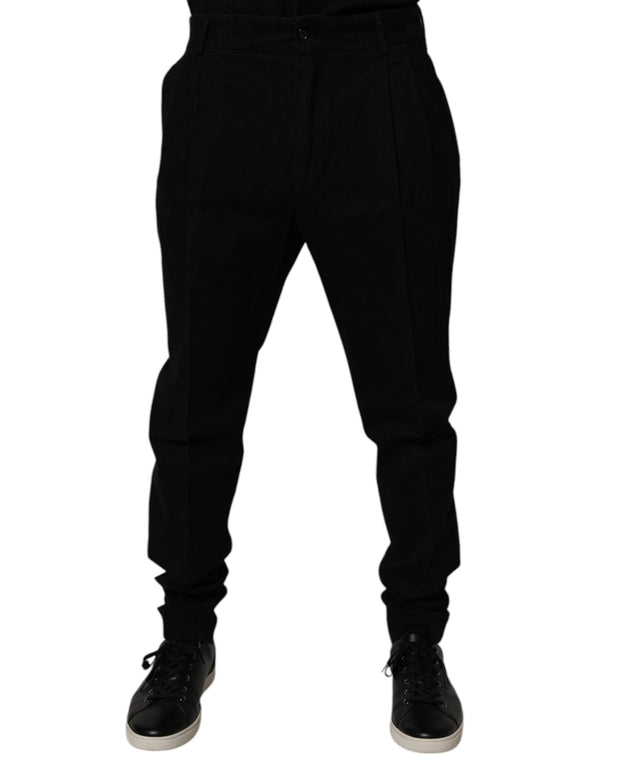 Black Cotton Stretch Skinny Pants