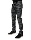 Gray Tie Dye Cotton Skinny Men Denim Jeans