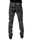 Gray Tie Dye Cotton Skinny Men Denim Jeans