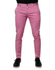 Pink Cotton Slim Fit Men Dress Formal Pants