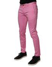 Pink Cotton Slim Fit Men Dress Formal Pants