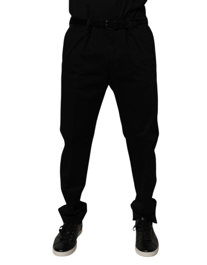 Black Cotton Men Skinny Dress Formal Pants