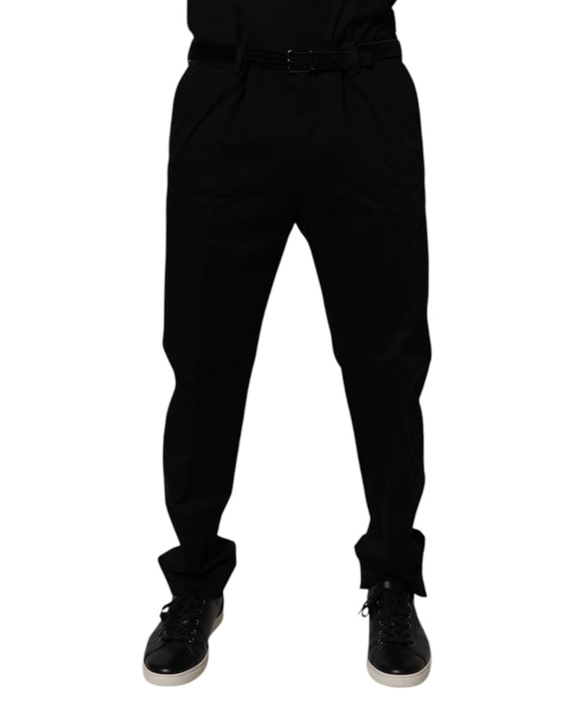 Black Cotton Men Skinny Dress Formal Pants